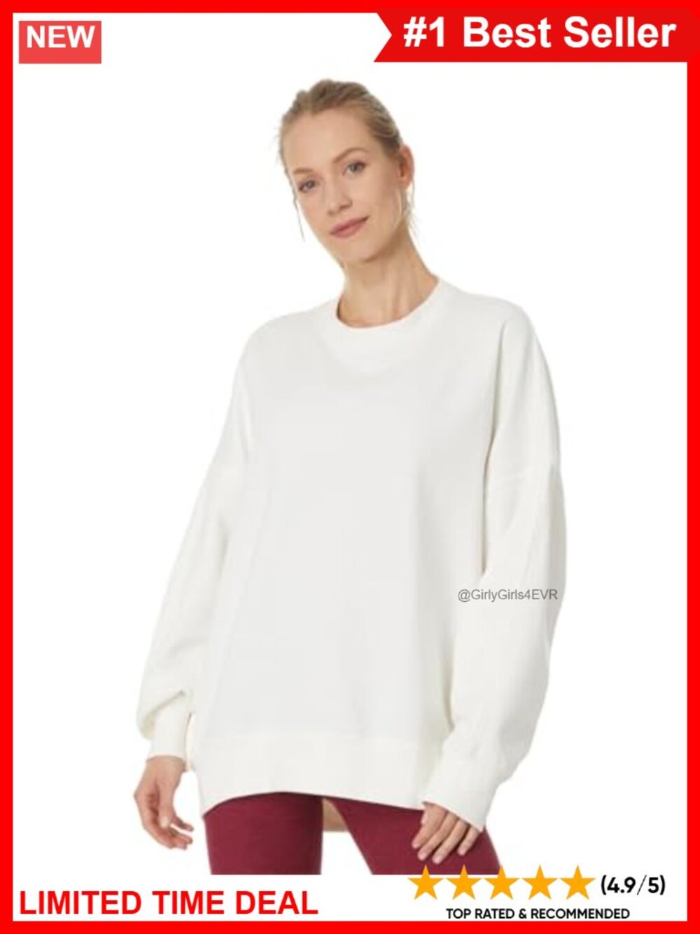 Oversized LuxeFleece Sweatshirt Cotton Polyester Crew Neck Pullover